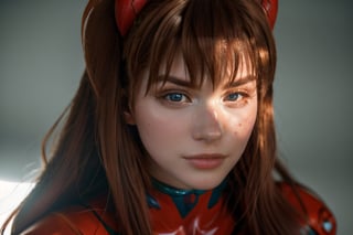 analog style, modelshoot style, portrait of shirogane, close up, feminine, epic (photo, studio lighting, hard light, sony a7, 50 mm, matte skin, pores, colors, hyperdetailed, hyperrealistic), Asuka Langley - Shirogane-Sama Cosplay