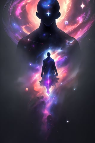 an amazing 3D anime-style illustration with beautiful woman, ultra detail, broken robot matirial arrow the space, where a galactic nebula takes the form of a giant male figure. With a splendid play of black and violet-pink colors, this cosmic entity gracefully unfolds its arms, shaping and creating new solar systems in the vast universe. woman si-fi dress, korea face structure. The male silhouette highlights the majesty and power of this galactic being while bringing cosmic creation to life with elegant and determined movements, rainbow flare and lighting.

,xyzabcplanets,Celestial Skin ,Beautiful