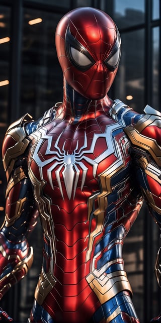 Angry spiderman mecha robo soldier character, anthropomorphic figure, wearing futuristic mecha soldier armor and weapons, reflection mapping, realistic figure, hyperdetailed, cinematic lighting photography, 32k uhd with a golden staff, red lighting on suit, 

By: panchovilla,mecha