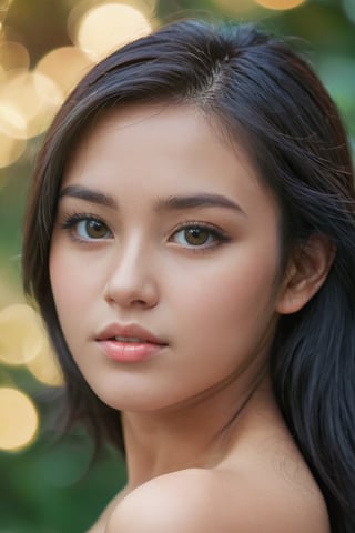 a beautiful Indonesian, top model, bang, 18 years old, fair skin and black colored hair, silky combed hair, sensual look.
This should be a ((masterpiece)) with a ((best_quality)) in ultra-high resolution, both ((4K)) and ((8K)), incorporating ((HDR)) for vividness. It uses a ((Kodak Portra 400)) lens for timeless, professional quality. Emphasizes a ((blurred background)) with a touch of ((bokeh)) and ((lens flare)) for an artistic effect. Enhance ((vibrant colors)) for a vivid look. Make sure the photograph is ((ultra-detailed)) and shows ((absurd)) details. Pay special attention to capturing the ((beautiful face or head)) of the subject. The goal is to create a ((professional photograph)) that is visually stunning and technically excellent.