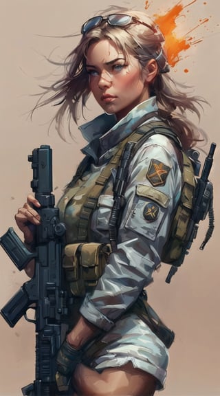 a woman with a gun and a helmet on holding a rifle, wojtek fus, infantry girl, mechanized soldier girl, soldier girl, stunning character art, portrait of soldier girl, artgerm craig mullins, detailed digital concept art, beautiful character painting, military girl, artwork in the style of guweiz, rpg_portrait, by Jeremy Chong