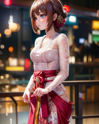 1girl solo kebaya , realistic,background blurry bokeh , (ultra hdr) (professional photograph),,anime style