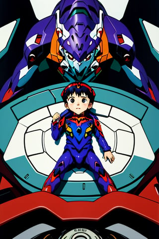 multiple_views,1boy

Shinji ikari piloting eva01(evangelion mecha) as a baby. 

Baby Shinji is seen in the cockpit in his plugsuit and diaper., 

the veiw from above to see shinji ikari's (evangelion mecha) looks like his mother(yui ikari)., multiple_views