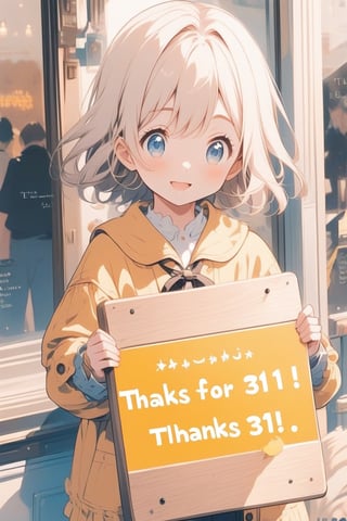  girl holding a board with text "Thanks for 31" text,anime,cute,text,Text,AG