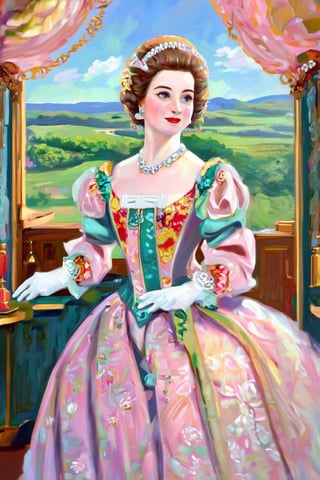 Ariel as Queen Elizabeth I of England, full body ,more detail XL,FilmGirl,realistic,m4rg0t,oil painting,1,masterpiece