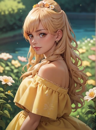  score_9, score_8_up, score_7_up, score_6_up, score_5_up, score_4_up score_9,score_8_up, 1girl, 1girl, hymenoran, brown eyes, (japanese woman), blonde hair, long hair, yellow dress, flower field, shexyo, anime,