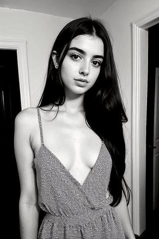 a black and white photo of a woman with long hair, yael shelbia, anya forger, ellie victoria gale, sara ali, maya ali sorcerer, photo of young woman, by Elias Goldberg, portrait of ana de armas, adi meyers, diana levin, elizabeth saltzman, 25-year-old girl, young middle eastern woman