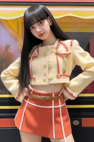 masterpiece, best quality,1girl, solo, black hair, wearing mini skirt, realistic, looking at viewer, black eyes, long hair, closed mouth, full body
,lalalalisa_m