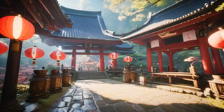 japan, temple, festival, party, amazing details, unreal engine 5, ultra HD, 8k, intricate, masterpiece, manga, scene