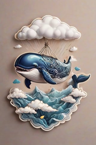  Create a big whale, suspended in the air, in the sky, between clouds, the clouds ,sticker,fluttershysaidsyayyy,T-shirt design,tshirt design,in style of tr4dt4t,TSHIRT DESIGN, traditional tattoo,illustration,darktattoo,Stickers,3D Render Style,style,cutegirlmix,BugCraft