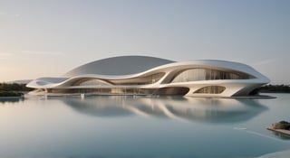 (master piece)(Future zen building), rhombuses facade pattern, zaha hadid, glass windows,carefree,  The ship,concrete,  Atlantis, Round and soft,Nordic,Great nature,elegance,
Future world,ship,rooftop,stretch,harbor
tower,Minimalist succinct style,flyship on sky,Dreamy light and shadow,yanni style,