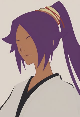 score_9, score_8_up, score_7_up, Minimalstyle,1girl ,simple, faceless female, beautiful, extremely detailed, vector, headshot,minimalstyle,  Yoruichi Shihōin (bleach)