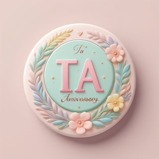 Beautiful pastel colors badge design, unique and gorgeous blessing, decorative text:’’TA’’,  text:’’1st Anniversary’’