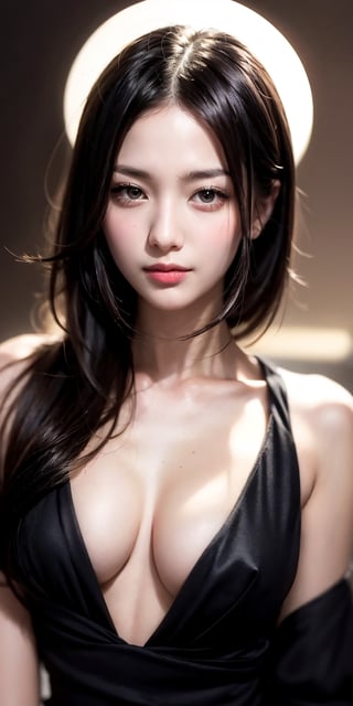 4k,best quality,masterpiece,20yo 1girl,(traditional Korean costume, alluring smile, head ornaments 

(Beautiful and detailed eyes),
Detailed face, detailed eyes, double eyelids ,thin face, real hands, muscular fit body, semi visible abs, ((short hair with long locks:1.2)), black hair, black background,


real person, color splash style photo,
