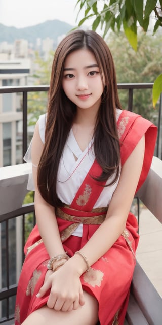 beautiful cute young attractive Korean teenage girl, City girl, 18 years old, cute, international model, long brown_hair, colorful hair, dacing, in city  , terrace, indian, 1girl,pov,photorealistic, ,Indian,Woman, Korean tradition, koh_yunjung,photorealistic,Indian,JeeSoo 