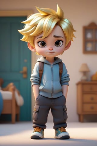 4d photographic image of full body image of a cute little chibi boy, surreal, gold hair, vivid colours octane render trending on artstation, artistic photography, photorealistic concept art, soft natural volumetric cinematic perfect light, UHD white background, Dream House, Disney style, Disney Pixar style,score_9, modern Disney, SDXL,Cartoon,photo r3al,better photography,Beauty,1girl,Disneystyle