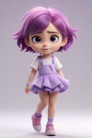 4d photographic image of full body image of a cute little chibi girl surreal, purple hair, vivid colours octane render trending on artstation, artistic photography, photorealistic concept art, soft natural volumetric cinematic perfect light, UHD white background, Dream House, Disney style,Disney Pixar style,score_9,modern Disney