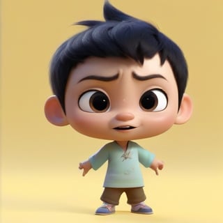 4d photographic image of full body image of a cute little chibi boy, surreal, black hair, vivid colours octane render trending on artstation, artistic photography, photorealistic concept art, soft natural volumetric cinematic perfect light, UHD white background, Dream House, Disney style, Disney Pixar style,score_9, modern Disney, Chinese Tai Chi diagram,cute cartoon 