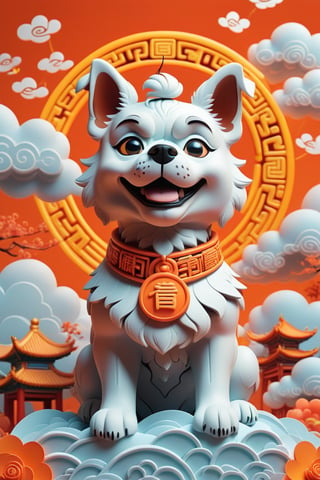 ohaxicxn icon,Chinese zodiac dog icon,Spring Festival,auspicious clouds,frosted texture,apps,paper sculpture,orange background,white neon light,ohaxicxn icon,symbol,mg_ip,pixar,masterpiece:1.2,extremely detailed,highres,Rich in detail,masterpiece,High resolution,depth of field,best quality,Best quality,super detail,ccurate,UHD,award winning,anatomically correct,SDXL,Cartoon