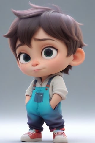 4d photographic image of full body image of a cute little chibi boy surreal, vivid colors octane render trending on artstation, artistic photography, photorealistic concept art, soft natural volumetric cinematic perfect light, uhd white background,Dream House, Disney style,disney pixar style,score_9,modisn disney