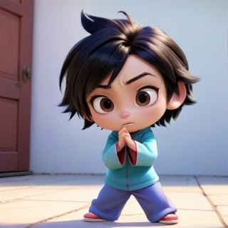 4d photographic image of full body image of a cute little chibi boy, surreal, black hair, vivid colours octane render trending on artstation, artistic photography, photorealistic concept art, soft natural volumetric cinematic perfect light, UHD white background, Dream House, Disney style, Disney Pixar style,score_9, modern Disney, Chinese Tai Chi diagram,cute cartoon ,disney pixar style