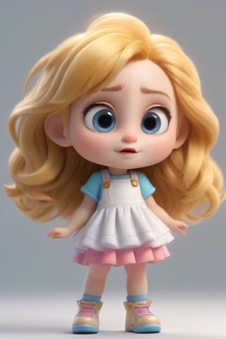 4d photographic image of full body image of a cute little chibi girl surreal, golden hair, vivid colors octane render trending on artstation, artistic photography, photorealistic concept art, soft natural volumetric cinematic perfect light, uhd white background,Dream House, Disney style,disney pixar style,score_9,modisn disney