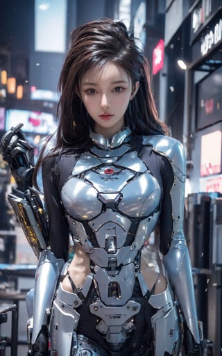 Best picture quality, high resolution, 8k, realistic, sharp focus, realistic image of elegant lady, beauty, supermodel, long hair, beautiful eyes, wearing high-tech cyberpunk style blue suit, radiant Glow, sparkling suit, mecha, perfectly customized high-tech suit, ocean theme, custom design,swordup, looking at viewer,, ,,,Cyberpunk,,,, ,holding sword, (myanxin_SD)