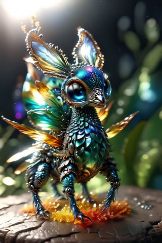 create a crazy litle alien bug, that is the cutest thing,  glass shiny style,DonM1r0nF1l1ng5XL,zhibi,peacock