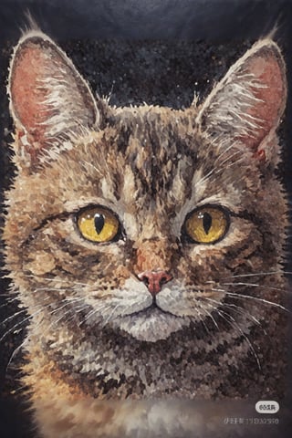 cartoon style. Oil Painting full size of a cat, comic style, coulorfull background, real cat