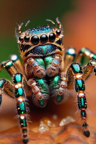 a blinged out spider sittiing on its web 