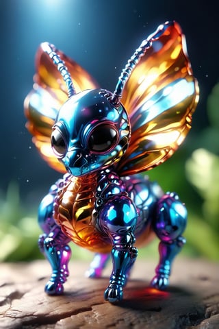 create a crazy litle alien bug, that is the cutest thing, Crystal style,glass shiny style,DonM1r0nF1l1ng5XL,zhibi