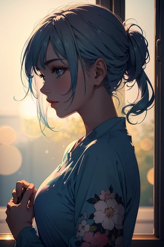 beautiful, gentle pastel colors, beautiful anime drawing, good light, good shadows, high-quality digital art, soft light, bokeh, well-designed clothing details, good hands, well-designed face,More Detail,