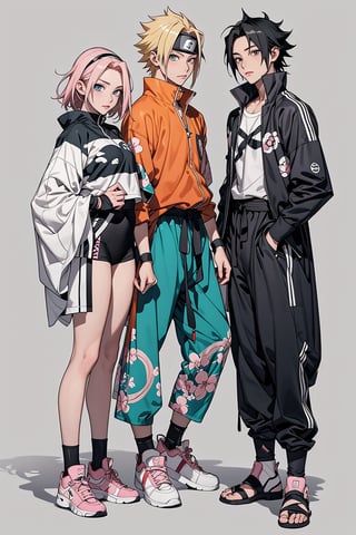 1girl, 2boys, 1girl with short pink hair and green eyes named Sakura Haruno, 1boy with black hair and black eyes named Sasuke Uchiha, 1boy with blond hair and blue eyes named Naruto Uzumaki, friends, team 7, gym, fit, fitness, training, martial arts, harunoshipp, Sasukeanime, hairband,Sasuke Uchiha ,Naruto uzumaki , forehead protector