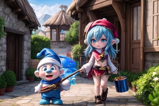 little yanfeidef as (Smurfs), show yourself as (Smurfs), show me your (Smurfs costume), creating an atmosphere in (Smurf Village), creating an atmosphere at (Smurf Village), show yourself as Smurf, (Grouchy Smurf), (Sasette), (Brainy Smurf), (Papa Smurf), (Clumsy Smurf), (Hauie), (Hefty Smurf),