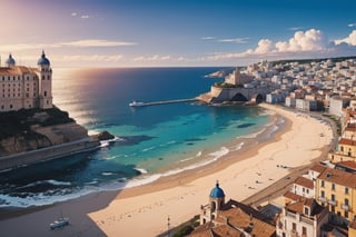 Una gran ciudad cerca del mar mediterraneo