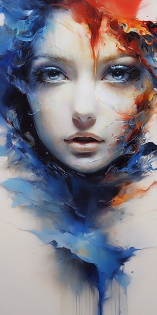 (masterpiece, high quality, 8K, high_res), 
She is a disease that cannot be cured. She is a deadly poison. She is a disaster that cannot be prevented. She is the end that is predetermined from the moment we meet.
Abstract portrait of a beautiful woman, 
Perfect Eyes, detailed eyes, blue eyes,
blend of blue & Red ink drawing, seamlessly a Mix of fluid art and Nicsplash style, dramatic, melancholic, sad, romantic, surreal, dark, tragic, elegant, beautiful, 
inspired by Henry Asencio, 
