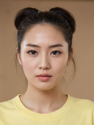 beautiful korean mix french girl, 30 years old. Average body, bright honey eyes with sharp size, full lips, long eyelashes. Black, ponytail, soul and spiritual mentor. T-Shirts,cinematic,photorealistic,masterpiece,1 girl ,best quality, sharp_nose