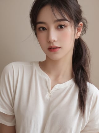 Pretty korean mix French girl in malaysia, 30 years old. Average body, bright honey eyes with sharp size, sexy lips, long eyelashes. Black, ponytail, soul and spiritual mentor. T-Shirts, transparent,mj,photorealistic