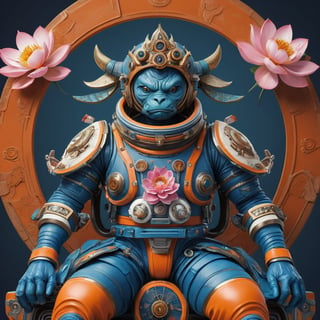 a beautiful rendition of astronaut,insanely detailed and intricate,Ásia traditional ratio,hypermaximalist,matte,cinematic,James  froud,ross tran,,LuxTechAI ,,monster ,TransformersStyle 
Budha lotus pose barong goodness good  icon  samurai peony  Sakura
Garuda humongous  blue marine orange colours