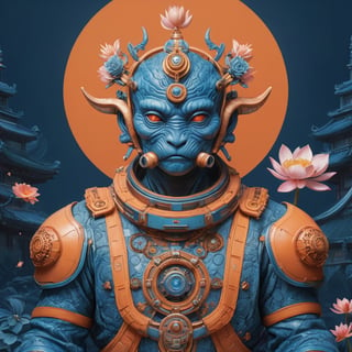 a beautiful rendition of astronaut,insanely detailed and intricate,Ásia traditional ratio,hypermaximalist,matte,cinematic,James  froud,ross tran,,LuxTechAI ,,monster ,TransformersStyle 
Budha lotus pose barong goodness good  icon  samurai peony  Sakura
Garuda humongous  blue marine orange colours