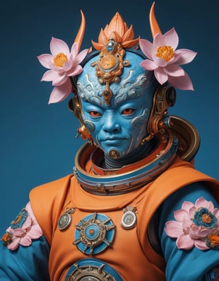 a beautiful rendition of astronaut,insanely detailed and intricate,Ásia traditional ratio,hypermaximalist,matte,cinematic,James  froud,ross tran,,LuxTechAI ,,monster ,TransformersStyle 
Budha lotus pose barong goodness good  icon  samurai peony  Sakura
Garuda humongous  blue marine orange colours