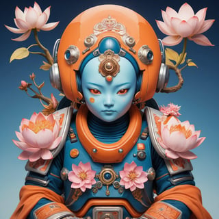 a beautiful rendition of astronaut,insanely detailed and intricate,Ásia traditional ratio,hypermaximalist,matte,cinematic,James  froud,ross tran,,LuxTechAI ,,monster ,TransformersStyle 
Budha lotus pose barong goodness good  icon  samurai peony  Sakura
Garuda humongous  blue marine orange colours