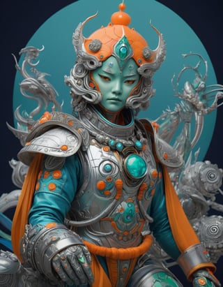 a beautiful rendition of astronaut,insanely detailed and intricate]silver   ratio,hypermaximalist,matte,cinematic,James  froud,ross tran,,LuxTechAI ,,monster ,TransformersStyle 
Budha lotus pose barong goodness good  icon  samurai green orange blue marine 