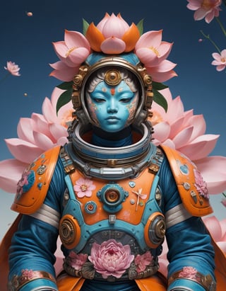 a beautiful rendition of astronaut,insanely detailed and intricate,Ásia traditional ratio,hypermaximalist,matte,cinematic,James  froud,ross tran,,LuxTechAI ,,monster ,TransformersStyle 
Budha lotus pose barong goodness good  icon  samurai peony  Sakura
Garuda humongous  blue marine orange colours