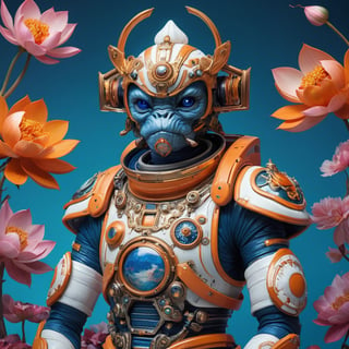 a beautiful rendition of astronaut,insanely detailed and intricate,Ásia traditional ratio,hypermaximalist,matte,cinematic,James  froud,ross tran,,LuxTechAI ,,monster ,TransformersStyle 
Budha lotus pose barong goodness good  icon  samurai peony  Sakura
Garuda humongous  blue marine orange colours