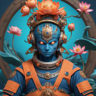 a beautiful rendition of astronaut,insanely detailed and intricate,Ásia traditional ratio,hypermaximalist,matte,cinematic,James  froud,ross tran,,LuxTechAI ,,monster ,TransformersStyle 
Budha lotus pose barong goodness good  icon  samurai peony  Sakura
Garuda humongous  blue marine orange colours