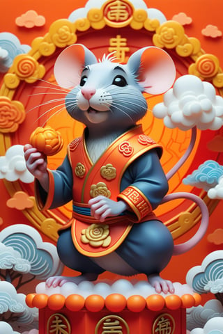 ohaxicxn icon,Chinese zodiac rat icon,Spring Festival,auspicious clouds,frosted texture,apps,paper sculpture,orange background,white neon light,ohaxicxn icon,symbol,mg_ip,pixar,masterpiece:1.2,extremely detailed,highres,Rich in detail,masterpiece,High resolution,depth of field,best quality,Best quality,super detail,ccurate,UHD,award winning,anatomically correct,SDXL,Cartoon