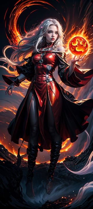 1girl, beautiful women, magic robe,sky, wizard, cloak,staff, ocean, dynamic pose, ((glowing magical fire balls)), light particles, crystal necklace glowing eyes, (wind reding hairs, full body), shooting , splash art,fantasy, intense look, super sharp,cool (glow, fog, fire, white, black, red theme:1.5)



 