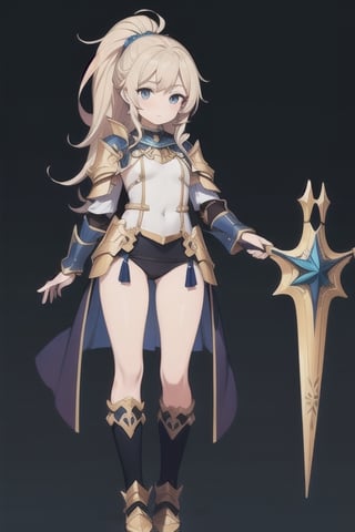 masterpiece,best quality , ((character )),,gameplay,white valkyrie girl,long hair ponytail,(simple background),,1girl,(lust paladin),standing,highleg