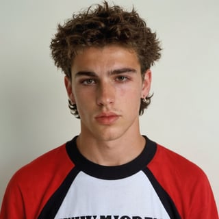 19 years old man, gq, handsome, caucasian, ashkenazi jew, Israelite, mature, brown hair, curly hair, wavy hair, scruffy face, very hairy, y2k fashion, peircing, bully, jock, Danny Deferrari, clean shaved, yearbook photo, dsquared, hot, defined jawline, male model, Gen Z, soft lighting, skater boy, cool, senior highscool, thick eyebrows, hot, 2000s,

8k, cinematic lighting, very dramatic, very artistic, soft aesthetic, innocent, realistic, masterpiece, ((perfect anatomy): 1.5), best resolution, maximum quality, UHD, life with detail, analog